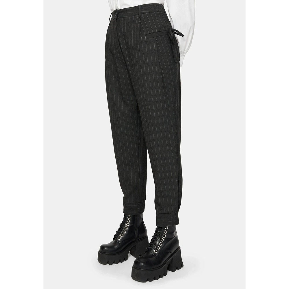 NWT Disturbia Sabrina Pinstripe Bow Detail Trousers Size US 10 Gray